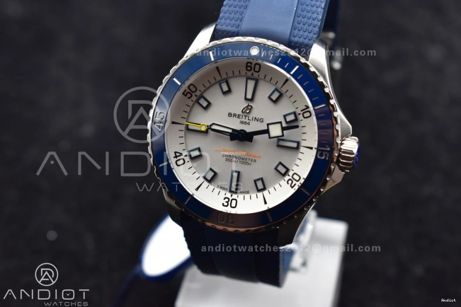 Best 1:1 Blue Rubber SS BLSF A2824 White Dial SuperOcean on Edition Automatic 42 Strap 0414